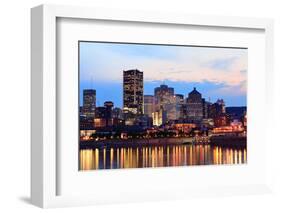 Montreal over River at Sunset with City Lights and Urban Buildings-Songquan Deng-Framed Photographic Print