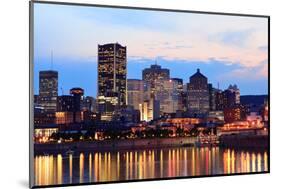 Montreal over River at Sunset with City Lights and Urban Buildings-Songquan Deng-Mounted Photographic Print