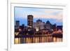 Montreal over River at Sunset with City Lights and Urban Buildings-Songquan Deng-Framed Photographic Print