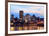 Montreal over River at Sunset with City Lights and Urban Buildings-Songquan Deng-Framed Photographic Print