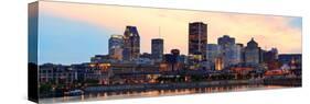 Montreal over River Panorama at Dusk with City Lights and Urban Buildings-Songquan Deng-Stretched Canvas