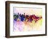 Montreal Skyline in Watercolor Background-paulrommer-Framed Art Print