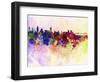 Montreal Skyline in Watercolor Background-paulrommer-Framed Art Print