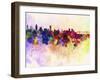 Montreal Skyline in Watercolor Background-paulrommer-Framed Art Print