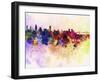 Montreal Skyline in Watercolor Background-paulrommer-Framed Art Print