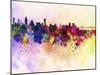 Montreal Skyline in Watercolor Background-paulrommer-Mounted Art Print