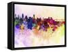 Montreal Skyline in Watercolor Background-paulrommer-Framed Stretched Canvas