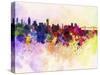 Montreal Skyline in Watercolor Background-paulrommer-Stretched Canvas