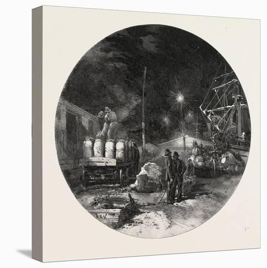 Montreal, Transferring Freight by Electric Light, Canada, Nineteenth Century-null-Stretched Canvas