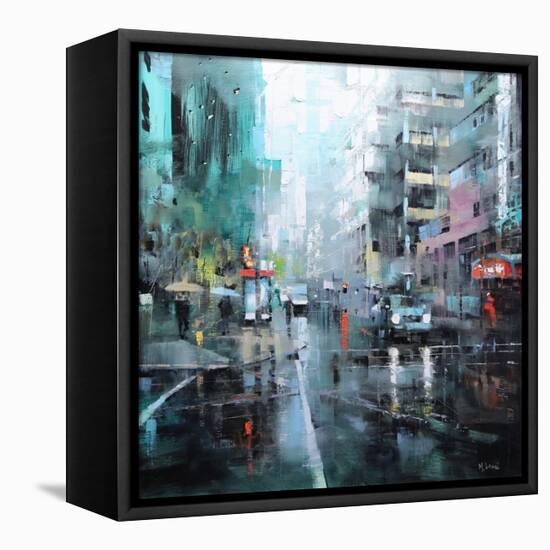 Montreal Turquoise Rain-Mark Lague-Framed Stretched Canvas