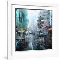 Montreal Turquoise Rain-Mark Lague-Framed Art Print