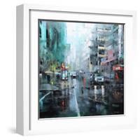 Montreal Turquoise Rain-Mark Lague-Framed Art Print