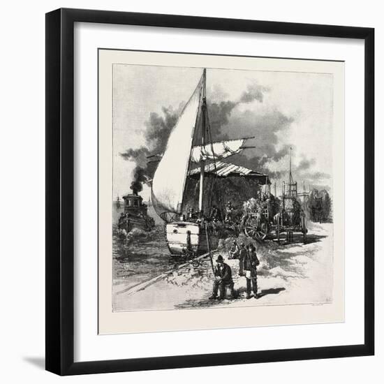 Montreal, Unloading Hay Barges, Canada, Nineteenth Century-null-Framed Giclee Print