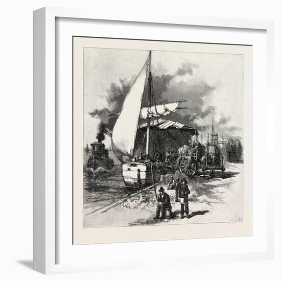 Montreal, Unloading Hay Barges, Canada, Nineteenth Century-null-Framed Giclee Print