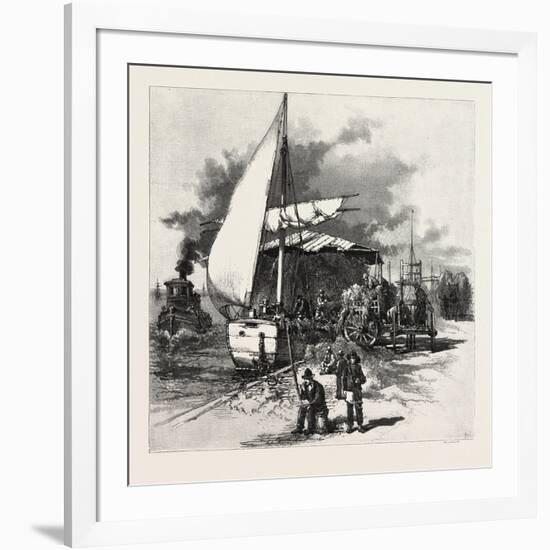 Montreal, Unloading Hay Barges, Canada, Nineteenth Century-null-Framed Giclee Print