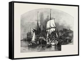 Montreal, Wood Barges, Canada, Nineteenth Century-null-Framed Stretched Canvas