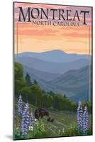 Montreat, North Carolina - Spring Flowers and Bear Family-Lantern Press-Mounted Art Print
