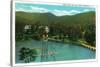 Montreat, North Carolina, View of the Alba Hotel, Lake Susan and the High Dive-Lantern Press-Stretched Canvas