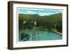 Montreat, North Carolina, View of the Alba Hotel, Lake Susan and the High Dive-Lantern Press-Framed Art Print