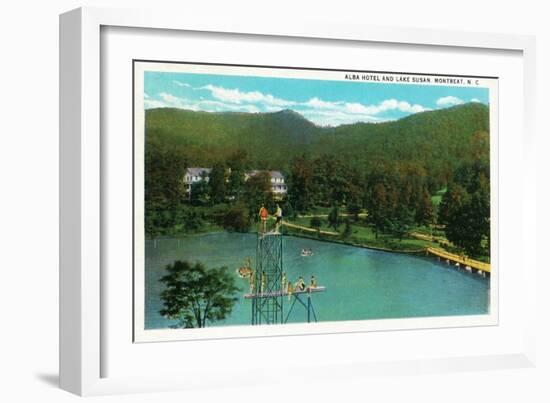 Montreat, North Carolina, View of the Alba Hotel, Lake Susan and the High Dive-Lantern Press-Framed Art Print