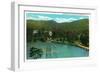 Montreat, North Carolina, View of the Alba Hotel, Lake Susan and the High Dive-Lantern Press-Framed Art Print