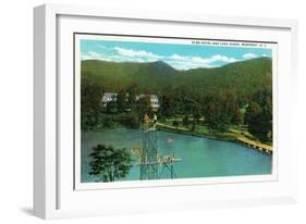 Montreat, North Carolina, View of the Alba Hotel, Lake Susan and the High Dive-Lantern Press-Framed Art Print