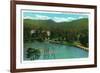Montreat, North Carolina, View of the Alba Hotel, Lake Susan and the High Dive-Lantern Press-Framed Art Print