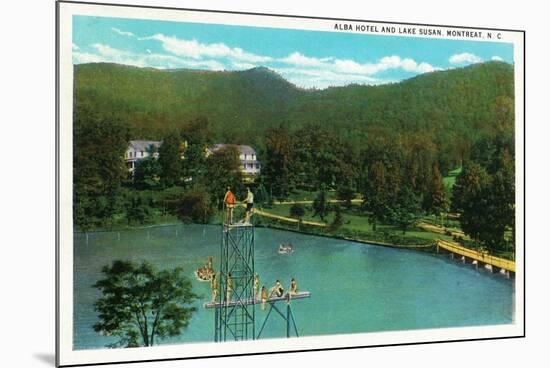 Montreat, North Carolina, View of the Alba Hotel, Lake Susan and the High Dive-Lantern Press-Mounted Art Print