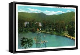 Montreat, North Carolina, View of the Alba Hotel, Lake Susan and the High Dive-Lantern Press-Framed Stretched Canvas