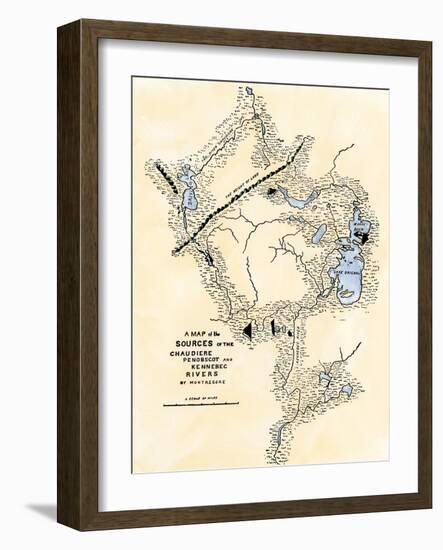 Montresor's Map of Inland Maine, Used for Arnold's March to Quebec, 1775-null-Framed Premium Giclee Print