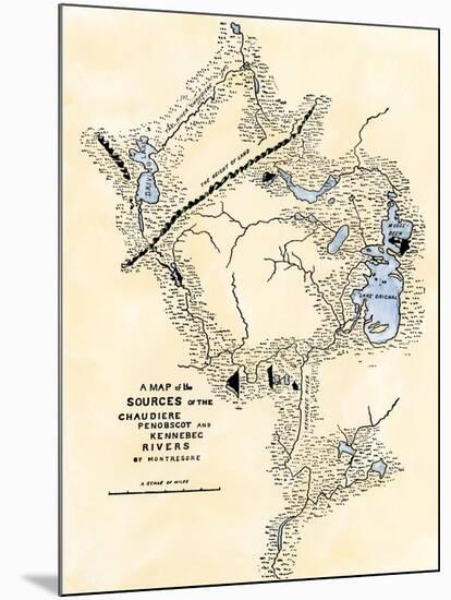 Montresor's Map of Inland Maine, Used for Arnold's March to Quebec, 1775-null-Mounted Giclee Print