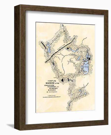 Montresor's Map of Inland Maine, Used for Arnold's March to Quebec, 1775-null-Framed Giclee Print