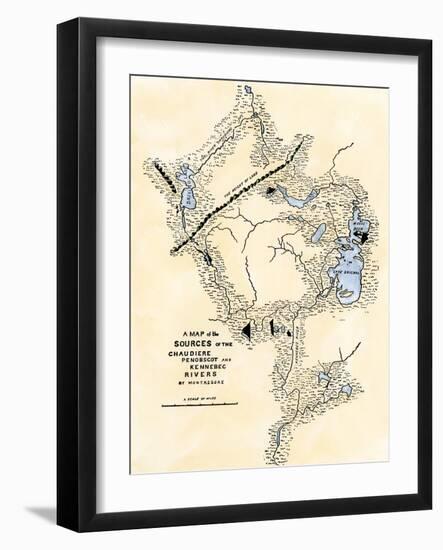 Montresor's Map of Inland Maine, Used for Arnold's March to Quebec, 1775-null-Framed Giclee Print