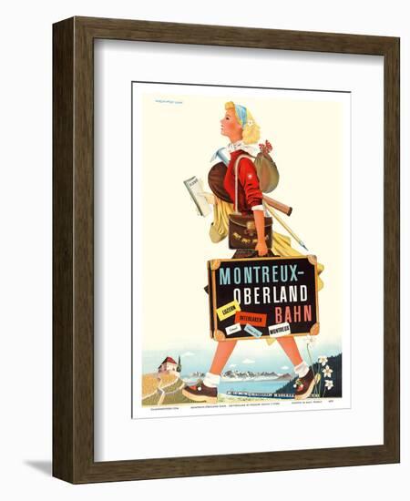 Montreux-Oberland Bahn - Switzerland - Bernese Oberland Railway-Herbert Leupin-Framed Art Print