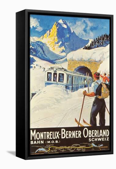 Montreux Ski Poster-null-Framed Stretched Canvas