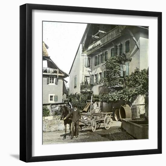 Montreux (Switzerland), House and Fountain, Circa 1865-Leon, Levy et Fils-Framed Photographic Print