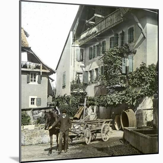 Montreux (Switzerland), House and Fountain, Circa 1865-Leon, Levy et Fils-Mounted Photographic Print