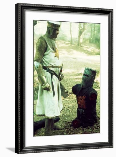 Monty Python and the Holy Grail, from Left: Graham Chapman as King Arthur, John Cleese, 1975-null-Framed Photo