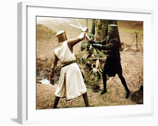 Monty Python And The Holy Grail, Graham Chapman As King Arthur, John Cleese, 1975-null-Framed Photo