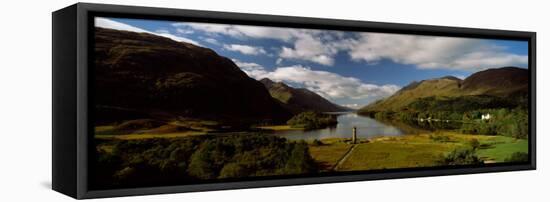 Monument at Lakeside, Glenfinnan Monument, Loch Shiel, Fort William, Highlands Region, Scotland-null-Framed Stretched Canvas