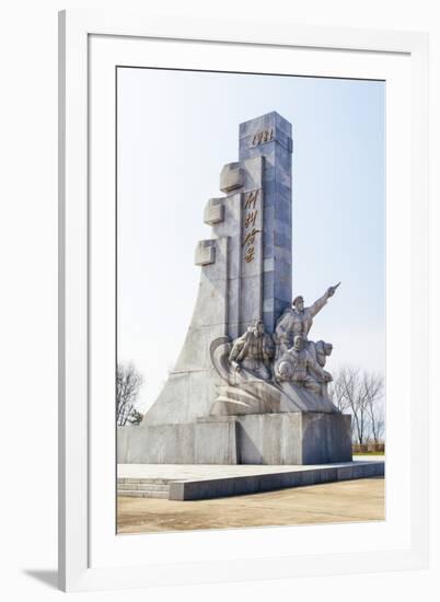 Monument at the West Sea Barrage, Nampo, North Korea (Democratic People's Republic of Korea), Asia-Gavin Hellier-Framed Photographic Print