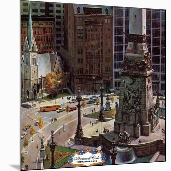 "Monument Circle," October 28, 1961-John Falter-Mounted Giclee Print