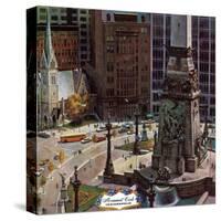 "Monument Circle," October 28, 1961-John Falter-Stretched Canvas