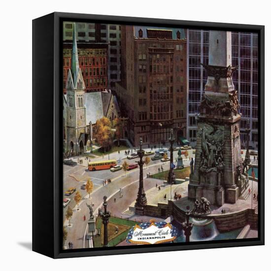 "Monument Circle," October 28, 1961-John Falter-Framed Stretched Canvas