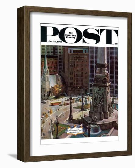 "Monument Circle," Saturday Evening Post Cover, October 28, 1961-John Falter-Framed Giclee Print