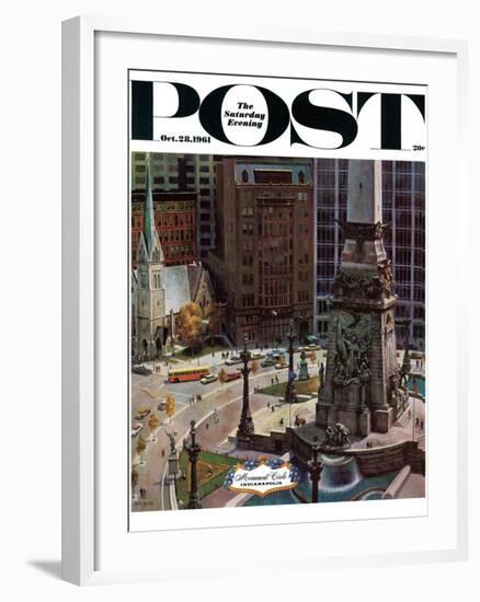 "Monument Circle," Saturday Evening Post Cover, October 28, 1961-John Falter-Framed Giclee Print