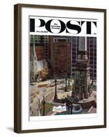 "Monument Circle," Saturday Evening Post Cover, October 28, 1961-John Falter-Framed Giclee Print