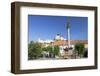 Monument in Mierove Square and Trencin Castle, Trencin, Trencin Region, Slovakia, Europe-Ian Trower-Framed Photographic Print