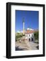 Monument in Mierove Square and Trencin Castle, Trencin, Trencin Region, Slovakia, Europe-Ian Trower-Framed Photographic Print