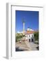 Monument in Mierove Square and Trencin Castle, Trencin, Trencin Region, Slovakia, Europe-Ian Trower-Framed Photographic Print